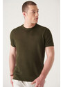 Avva Men's Khaki Textured Slim Fit Slim Fit Knitwear T-shirt