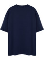 Trendyol Large Size Navy Oversize/Wide Cut 100% Cotton T-Shirt