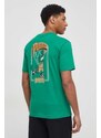 Bavlněné tričko Puma zelená barva, s potiskem, 624395