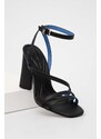 Kožené sandály Tommy Hilfiger TH LEATHER BLOCK HIGH HEEL černá barva, FW0FW07752