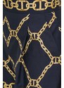 Bavlněné šortky Twinset tmavomodrá barva, vzorované, high waist