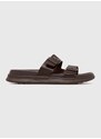 Kožené pantofle Tommy Hilfiger D DENSITY BUCKLE SANDAL pánské, hnědá barva, FM0FM05005