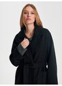 Sinsay - Kabát s páskem k uvázání - černá