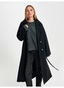 Sinsay - Kabát s páskem k uvázání - černá