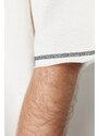 Trendyol Ecru Oversize Stitch Detail 100% Cotton T-Shirt