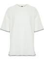 Trendyol Ecru Oversize Stitch Detail 100% Cotton T-Shirt