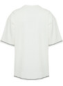 Trendyol Ecru Oversize Stitch Detail 100% Cotton T-Shirt