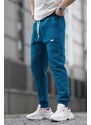 Madmext Petrol Blue Cargo Pocket Basic Sweatpants 6527