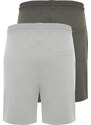 Trendyol Plus Size Anthracite-Grey 2-Pack Regular 100% Cotton Comfy Shorts