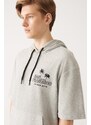 Avva Gray Unisex Terry Hooded 100% Cotton Comfort Fit 2 Piece Sweatshirt Short Set