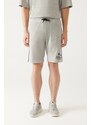 Avva Gray Unisex Terry Hooded 100% Cotton Comfort Fit 2 Piece Sweatshirt Short Set
