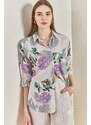 Bianco Lucci Women's Multi-Patterned Oversized Shirt