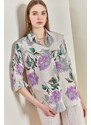 Bianco Lucci Women's Multi-Patterned Oversized Shirt