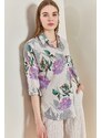 Bianco Lucci Women's Multi-Patterned Oversized Shirt