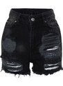 Trendyol Black Denim Ripped Detail Denim 100% Cotton Shorts & Bermuda