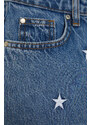 Trendyol Blue Denim Embroidered Denim 100% Cotton Shorts & Bermuda