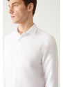 Avva Men's White Easy-to-Iron Classic Collar See-through Cotton Slim Fit Slim Fit Shirt