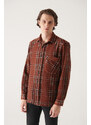 Avva Tile Oversize Lumberjack Unisex Shirt With Pocket