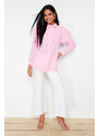 Trendyol Light Pink Big Collar Cotton Woven Shirt