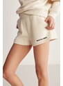 GRIMELANGE Carrol Women's Embroidered Vanilla Shorts with Elastic Wais