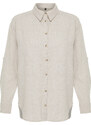 Trendyol Beige Low Sleeve Oversize Cotton Linen Woven Shirt