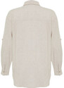 Trendyol Beige Low Sleeve Oversize Cotton Linen Woven Shirt