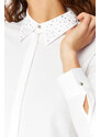 Trendyol Ecru Collar Stone Detailed Cotton Crop Woven Shirt