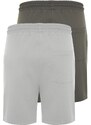Trendyol Plus Size Anthracite-Grey 2-Pack Regular 100% Cotton Comfy Shorts