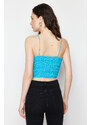 Trendyol Turquoise Textured Strap Crop Flexible Knitted Undershirt