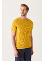 Avva Men's Mustard Textured Slim Fit Slim Fit Sweater T-shirt