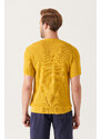 Avva Men's Mustard Textured Slim Fit Slim Fit Sweater T-shirt