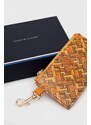 Kožená peněženka Tommy Hilfiger oranžová barva