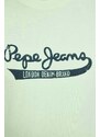 Bavlněné tričko Pepe Jeans zelená barva, s potiskem