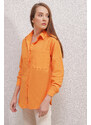 Bigdart 20153 Single Pocket Oversize Linen Shirt - Orange