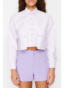 Trendyol Lilac Crop Pocket Detailed Woven Shirt