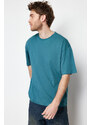 Trendyol Emerald Green Oversize/Wide Cut Basic 100% Cotton T-Shirt