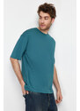 Trendyol Emerald Green Oversize/Wide Cut Basic 100% Cotton T-Shirt