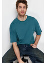 Trendyol Emerald Green Oversize/Wide Cut Basic 100% Cotton T-Shirt