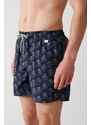 Avva Men's Navy Blue Quick Dry Small Octopus Printed Standard Size Custom Boxed Swimsuit Marine Shorts