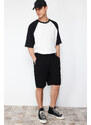 Trendyol Black Regular Fit Elastic Waist Denim Shorts