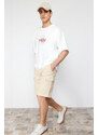 Trendyol Stone Comfort Cut Cargo Pocket Denim Denim Shorts & Bermuda