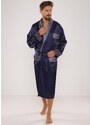 Men's bathrobe De Lafense 940 Satin M-4XL navy blue 042