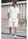Madmext Men's White Basic Shorts Set