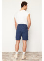 Trendyol Indigo Slim/Narrow Cut Textured Waffle Rubber Waisted Corded Shorts