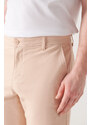 Avva Men's Beige Textured Cotton Shorts
