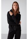 GRIMELANGE Carlota Women's Relaxed Fit Hooded Zipper Black Sweatshir