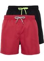 Trendyol 2-Pack Black - Burgundy Basic Marine Shorts