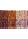 Madam Stoltz Lněný přehoz na postel Burnt Orange/Lilac/Bordeaux 70 x 180 cm