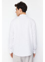 Trendyol White Regular Fit Large Collar Embroidery Detail 100% Cotton Shirt