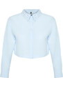 Trendyol Light Blue Collar Stone Detailed Cotton Crop Woven Shirt